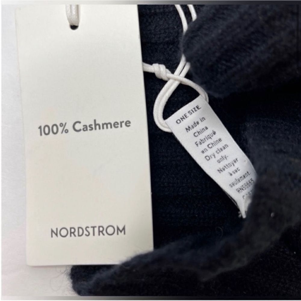 NWT Nordstrom Cashmere Beanie Black - Picture 9 of 10
